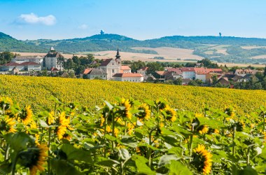 Die Marktgemeinde Ernstbrunn, im Hintergrund Oberleiser Berg und Buschberg, © Fotoclub Ernstbrunn | Hans Gumpinger